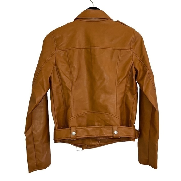 NWT 7 For All Mankind Faux Leather Motto Jacket Camel Brown - Picture 3 of 4